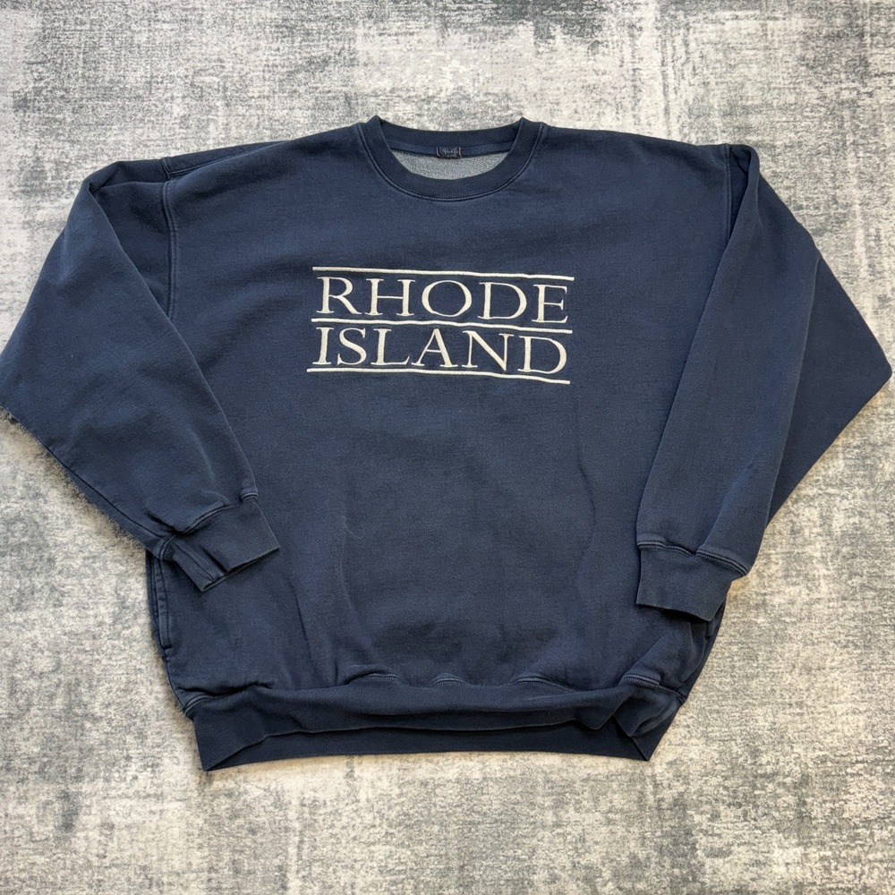 John Galt Rhode Island Sweatshirt Oversized Navy Blue Collegiate Crewneck Brandy